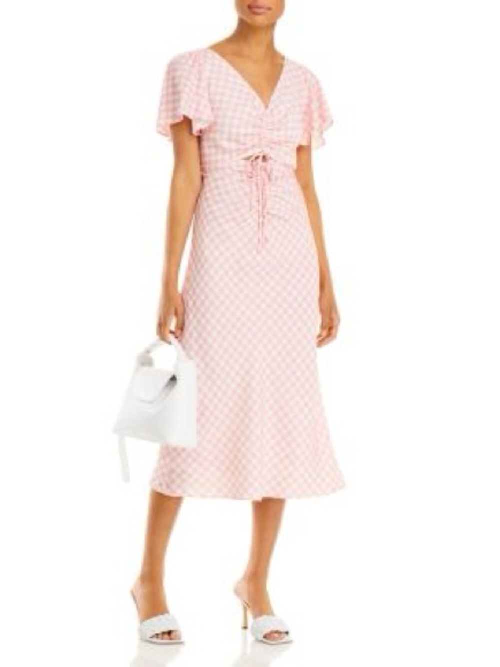 Lucy Paris Cutout Flutter Sleeve Pink & White Gingham Dress size small - Picture 2 of 10